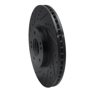 Hyundai Veracruz Brake Rotor (1) - Front Left - R1 Concepts - Drilled & Slotted - Black - `07-`12